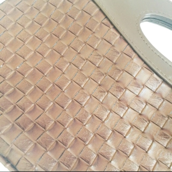 GEORGE Rattan/Wicker Vegan/Faux Leather Hand Held Clutch Dark Brown One Size - Picture 4 of 4